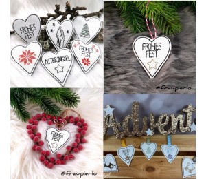 Stickserie ITH - Anhänger Weihnachtsherzen